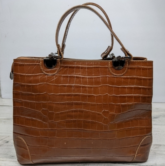 DIVINA FIRENZE Croc-Embossed Leather Top Handle Crossbody Bag - Picture 7 of 10